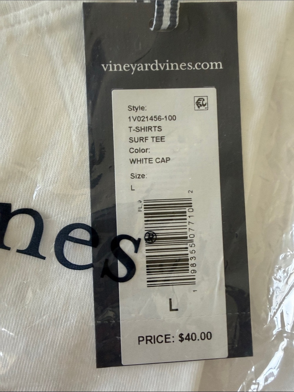 Vineyard Vines White Surf Tee T-Shirt with Navy Logo - Picture 3 of 5